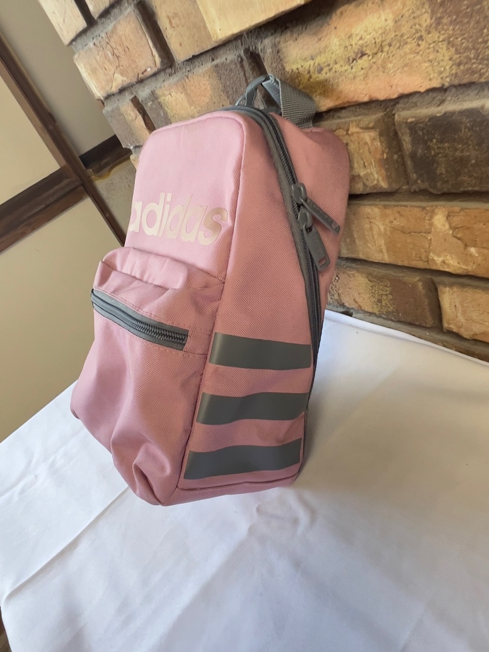 adidas Pink Mini Crossbody Backpack with Front Zip - Picture 2 of 7